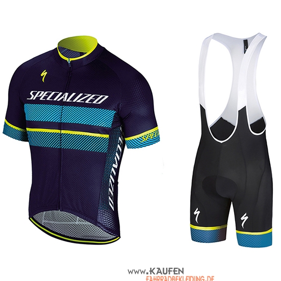 Specialized Kurzarmtrikot 2018 und Kurze Tragerhose Blau Gelb Wei