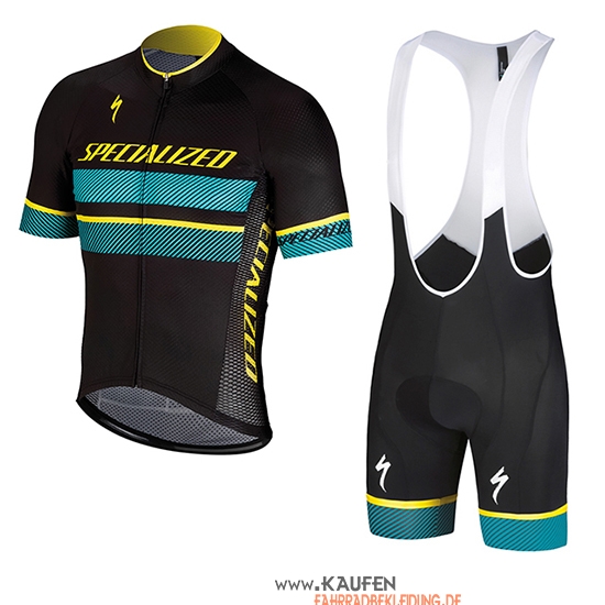 Specialized Kurzarmtrikot 2018 und Kurze Tragerhose Shwarz Blau Gelb