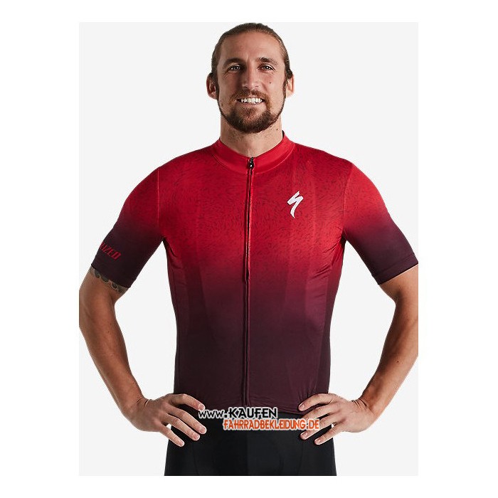 2021 Specialized Kurzarmtrikot und Kurze Tragerhose Tief Rot