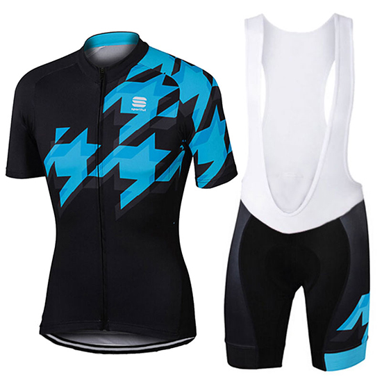 Sportful Kurzarmtrikot 2017 und Kurze Tragerhose shwarz und blau