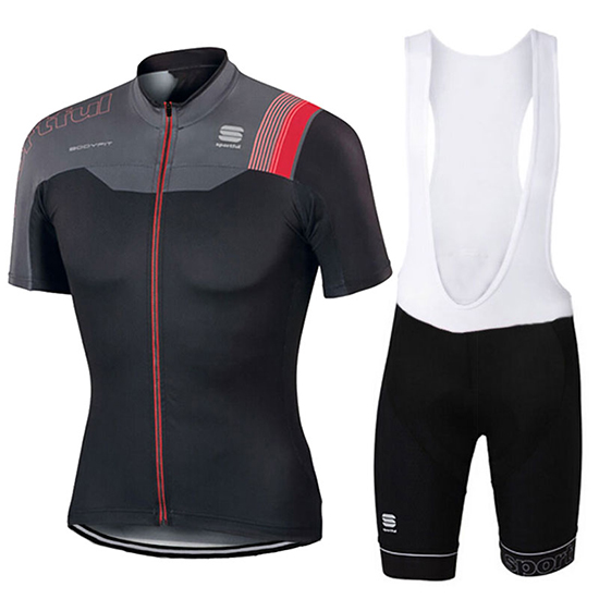 Sportful Kurzarmtrikot 2017 und Kurze Tragerhose shwarz und rot