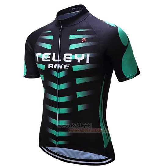 Teleyi Bike Kurzarmtrikot 2019 und Kurze Tragerhose Grun Shwarz