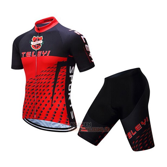 Teleyi Bike Kurzarmtrikot 2019 und Kurze Tragerhose Rot Shwarz