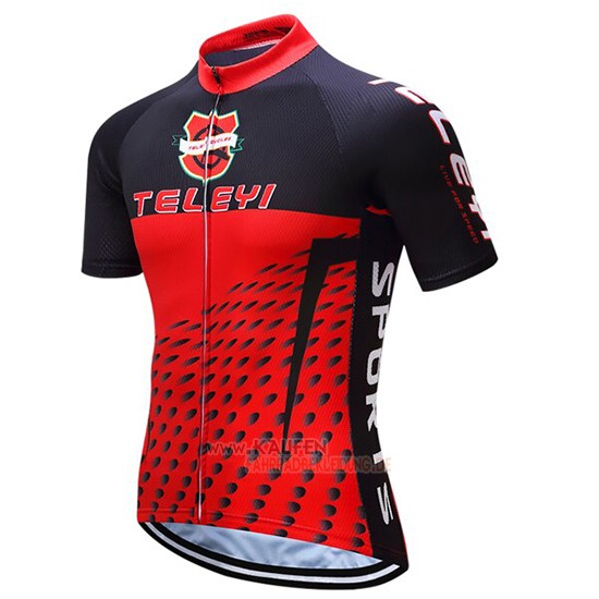 Teleyi Bike Kurzarmtrikot 2019 und Kurze Tragerhose Rot Shwarz