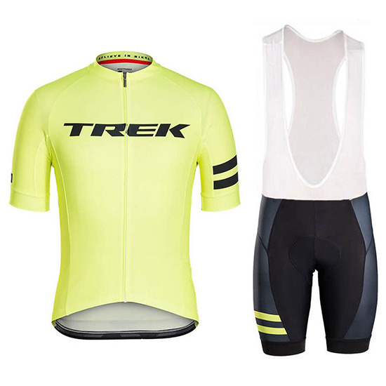 Trek Kurzarmtrikot 2018 und Kurze Tragerhose Klar Gelb