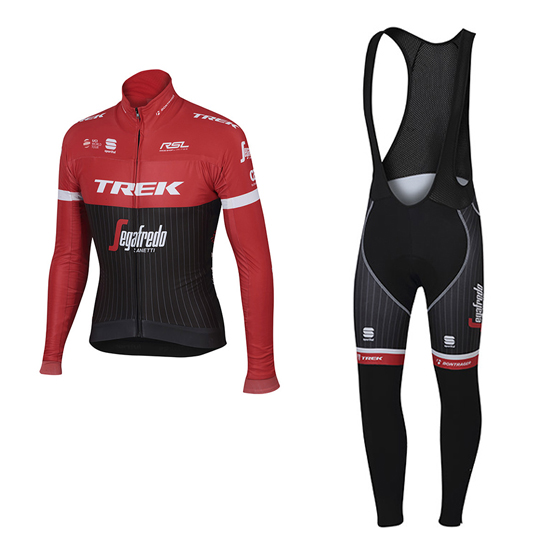 Trek Segafredo Langarmtrikot 2017 Und Lange Tragerhose Shwarz Und rot