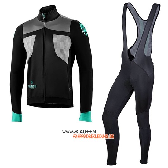 Bianchi Langarmtrikot 2019 und Lange Tragerhose Azurblau Shwarz