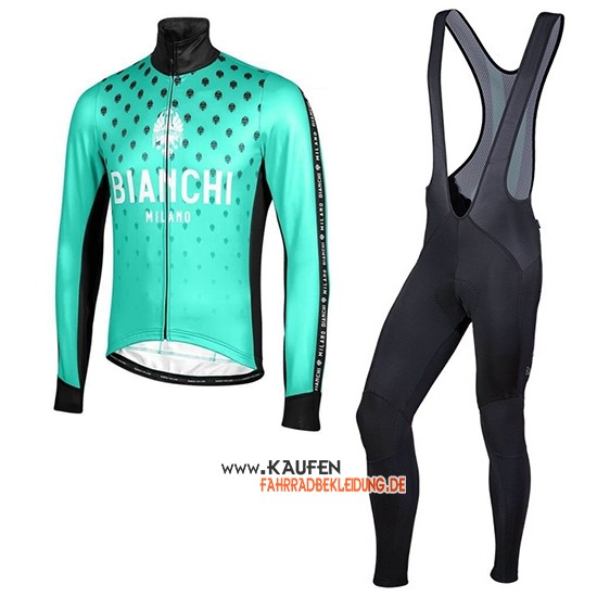 Bianchi Milano FT Langarmtrikot 2019 und Lange Tragerhose Blau Shwarz