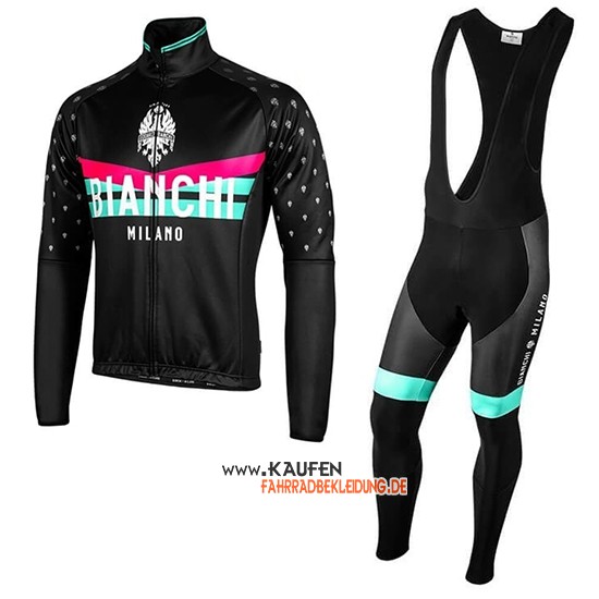 Bianchi Milano PB Langarmtrikot 2019 und Lange Tragerhose Shwarz Rot