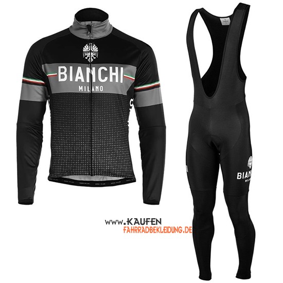 Bianchi Milano XD Langarmtrikot 2019 und Lange Tragerhose Shwarz Grau