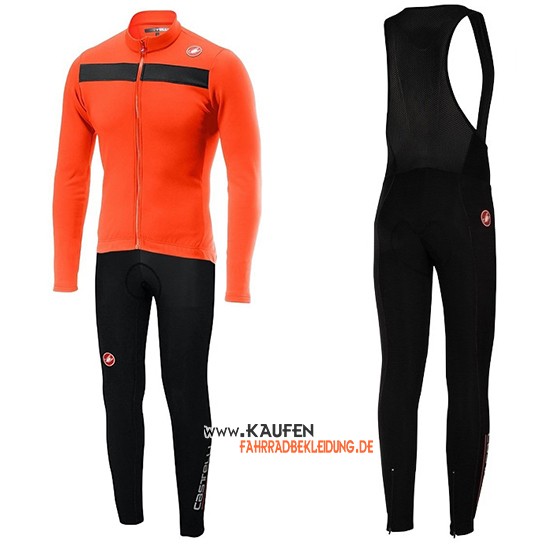 Castelli Puro 3 Langarmtrikot 2019 und Lange Tragerhose Orange Shwarz