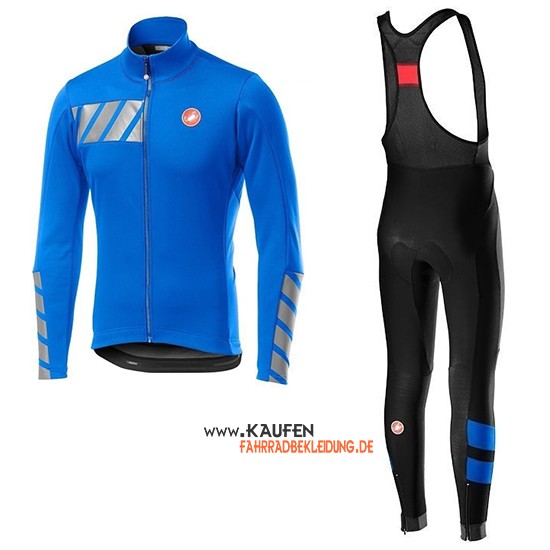 Castelli Raddoppia 2 Langarmtrikot 2019 und Lange Tragerhose Blau Silber