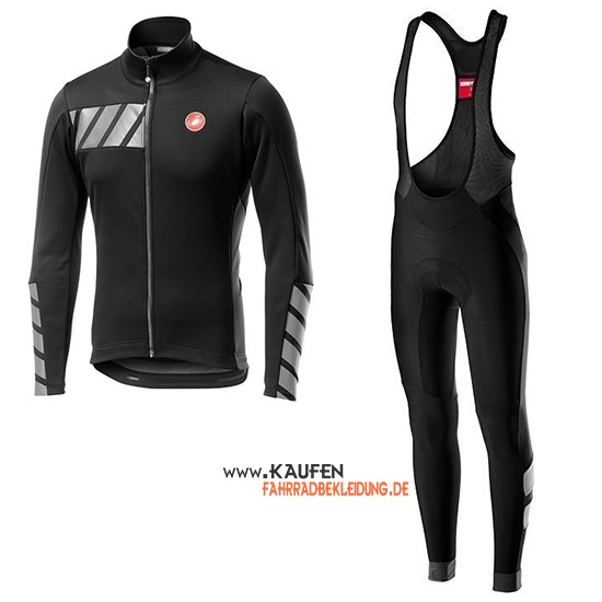 Castelli Raddoppia 2 Langarmtrikot 2019 und Lange Tragerhose Shwarz Silber