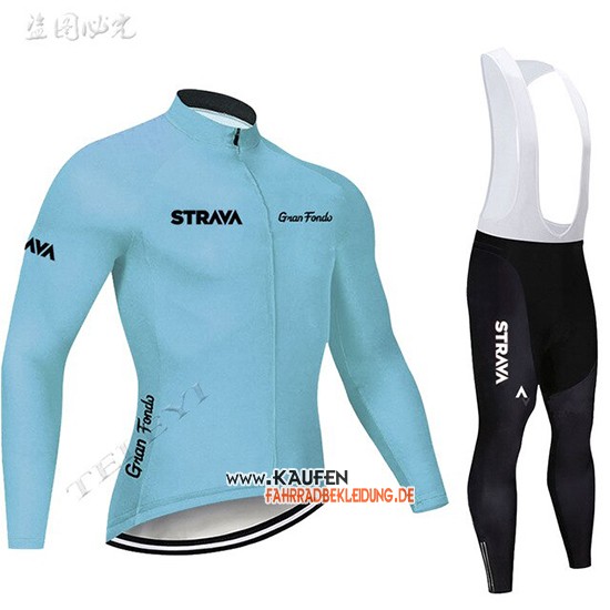 STRAVA Langarmtrikot 2019 und Lange Tragerhose Himmelblau