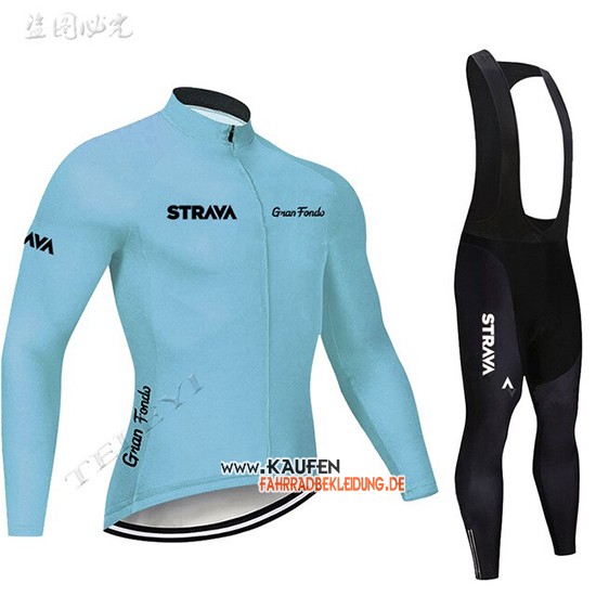 STRAVA Langarmtrikot 2019 und Lange Tragerhose Himmelblau