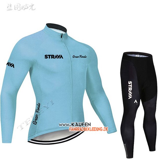 STRAVA Langarmtrikot 2019 und Lange Tragerhose Himmelblau