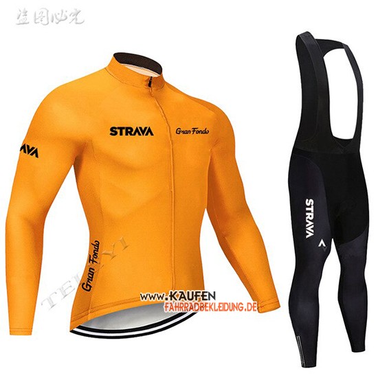 STRAVA Langarmtrikot 2019 und Lange Tragerhose Orange