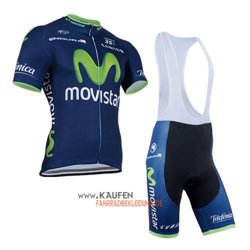 Movistar Team Kurzarmtrikot 2014 Und Kurze Trägerhose Blau Und G