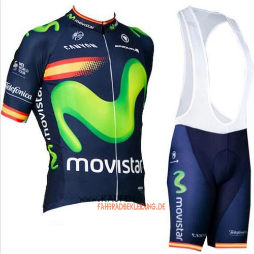 Movistar Team Kurzarmtrikot 2016 Und Kurze Trägerhose Blau Und G