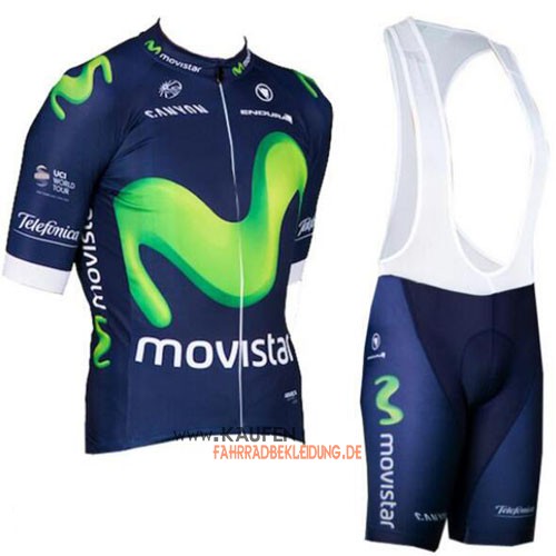 Movistar Team Kurzarmtrikot 2016 Und Kurze Trägerhose Blau Und G