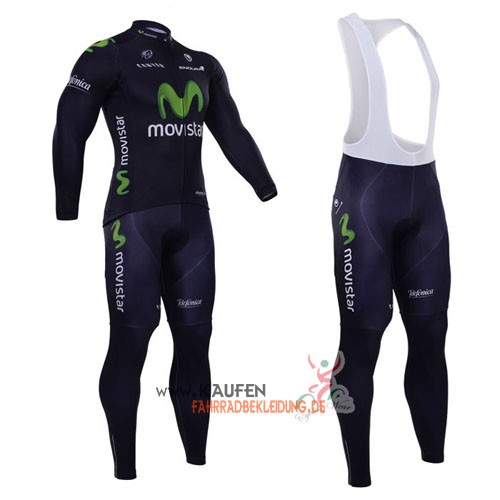 Movistar Team Langarmtrikot 2015 Und Lange Trägerhose Blau Und G