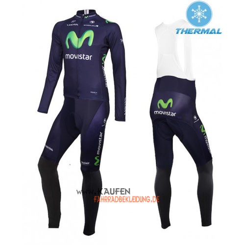 Movistar Team Langarmtrikot 2016 Und Lange Trägerhose Blau Und G