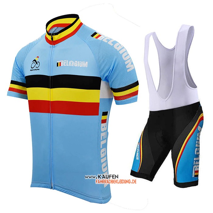 Belgien Kurzarmtrikot 2021 und Kurze Tragerhose Azurblau