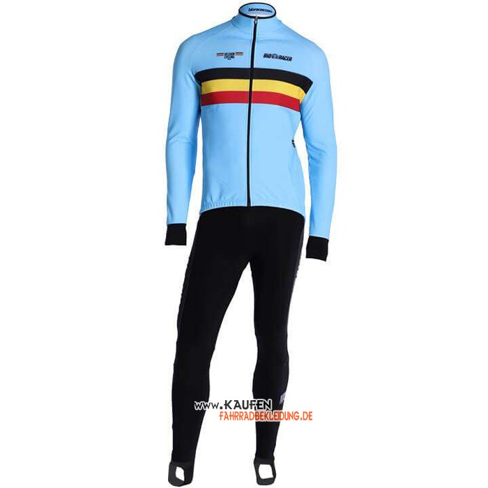 Belgien Langarmtrikot 2020 und Lange Tragerhose Hellblau