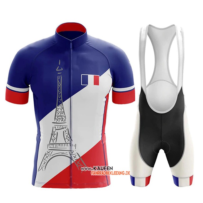 Campione Frankreich Kurzarmtrikot 2020 und Kurze Tragerhose Blau Wei Rot(1)