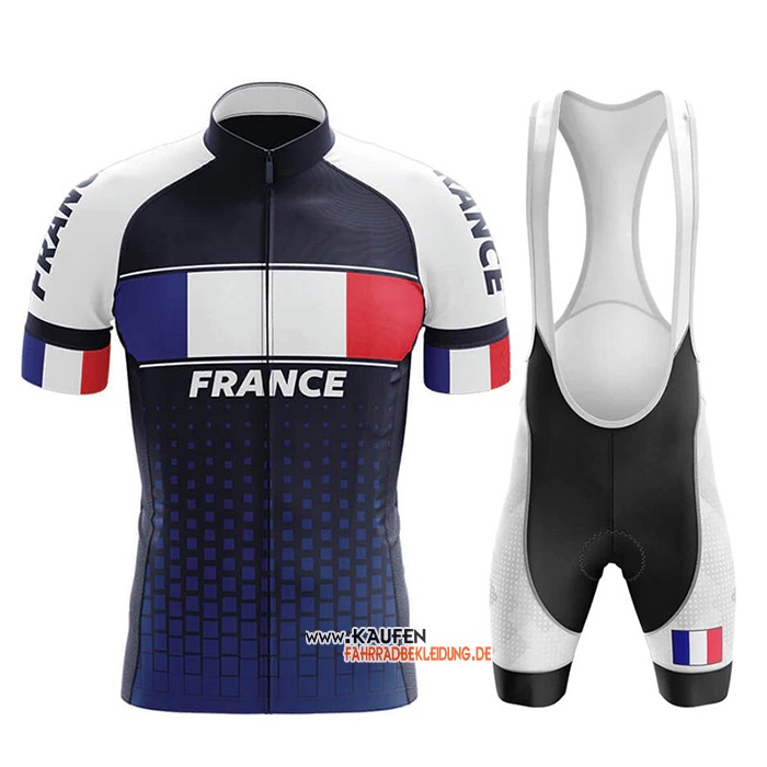 Campione Frankreich Kurzarmtrikot 2020 und Kurze Tragerhose Blau Wei Rot(3)