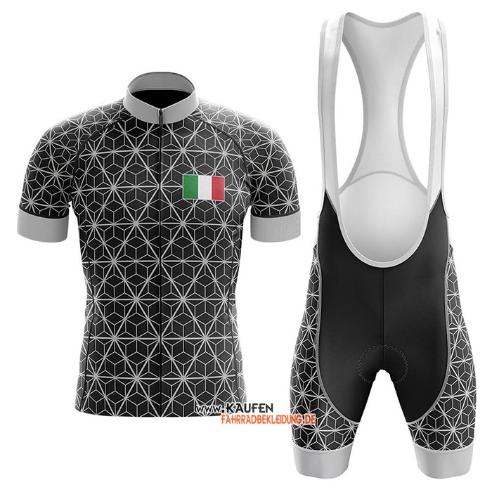 Italien Kurzarmtrikot 2020 und Kurze Tragerhose Shwarz Grau