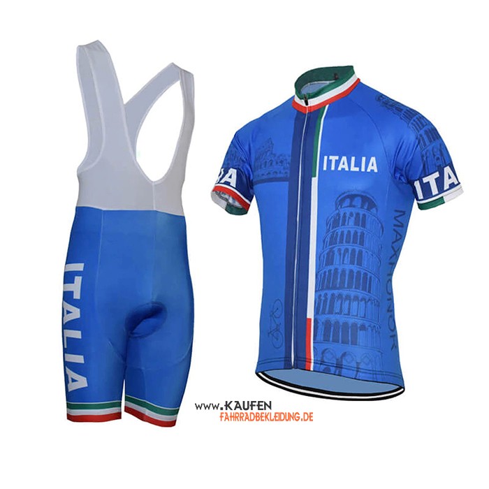 Italien Kurzarmtrikot 2021 und Kurze Tragerhose Blau