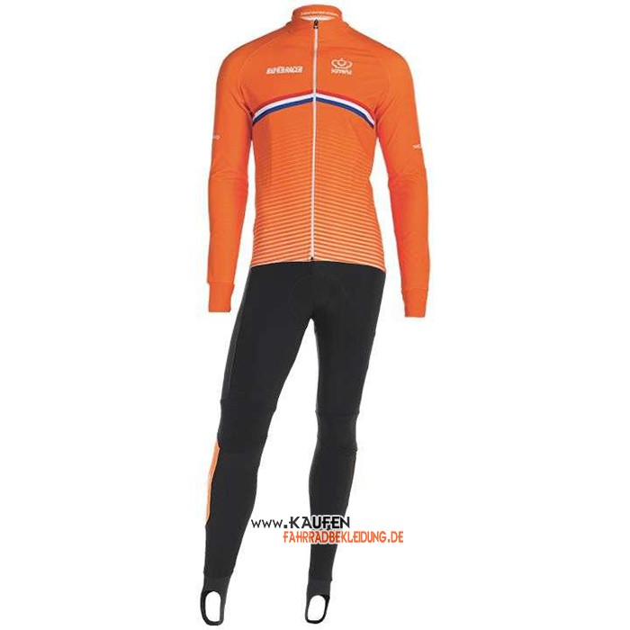 Niederlande Langarmtrikot 2019 und Lange Tragerhose Orange