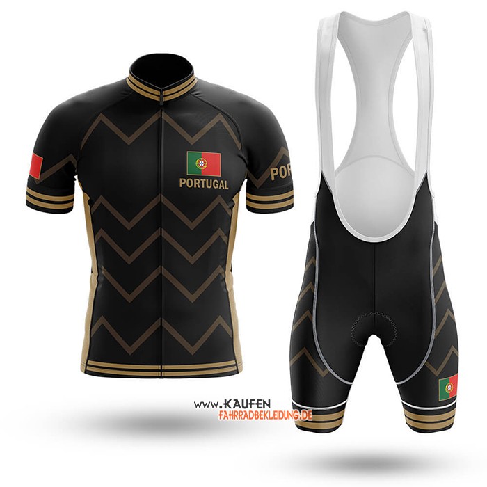 Campione Portugal Kurzarmtrikot 2020 und Kurze Tragerhose Shwarz Gelb