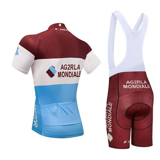 Ag2r La Mondiale Kurzarmtrikot 2018 und Kurze Tragerhose Braun Und wei