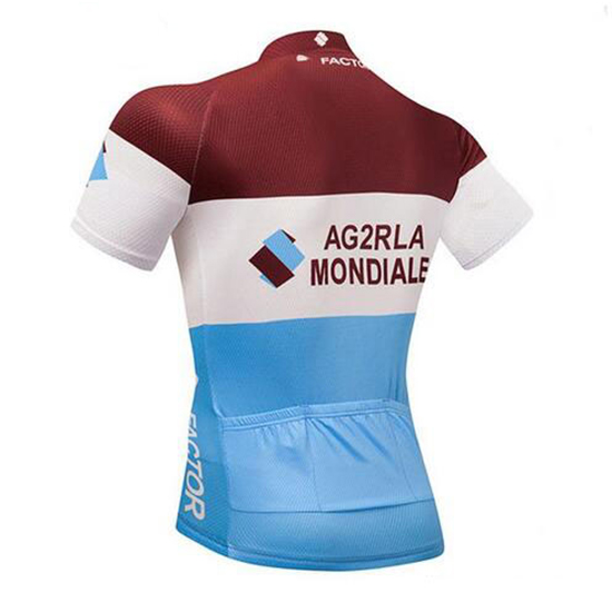 Ag2r La Mondiale Kurzarmtrikot 2018 und Kurze Tragerhose Braun Und wei