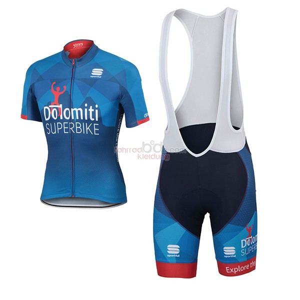 Dolomiti Superbike Kurzarmtrikot 2017 Und Kurze Tragerhose blau