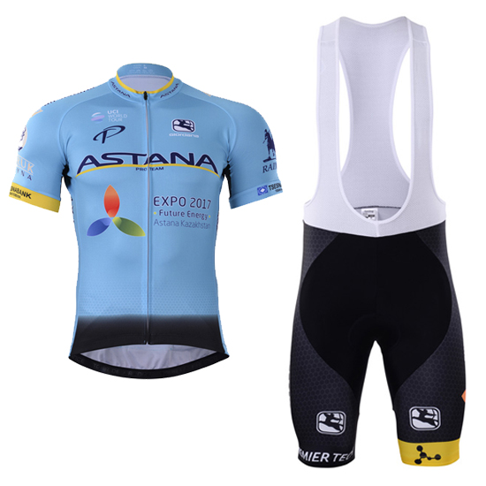 Aqua Blue Sport Langarmtrikot 2017 und Lange Tragerhose shwarz