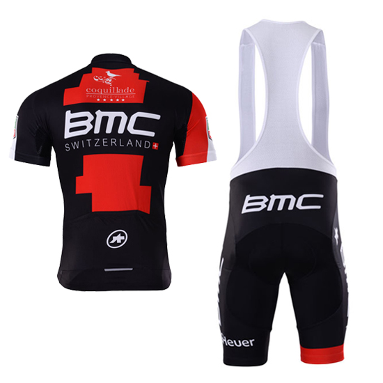 BMC Kurzarmtrikot 2017 und Kurze Tragerhose rot und shwarz