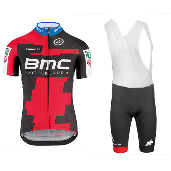 Bmc Kurzarmtrikot 2018 und Kurze Tragerhose Shwarz Und rot