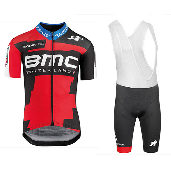 Bmc Rot Und kurzarmtrikot und Kurze Tragerhose Shwarz