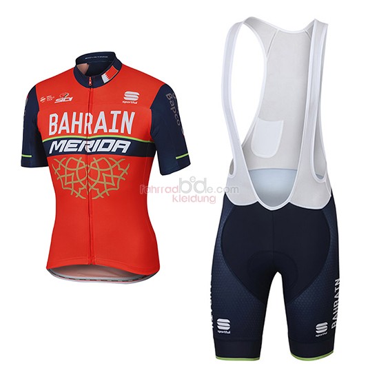 Bahrain Merida Kurzarmtrikot 2017 Und Kurze Tragerhose Rot