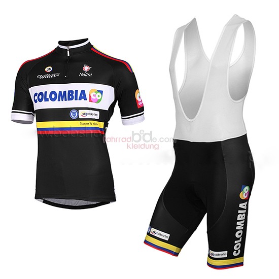 Colombia Kurzarmtrikot 2014 Und Kurze Tragerhose Shwarz