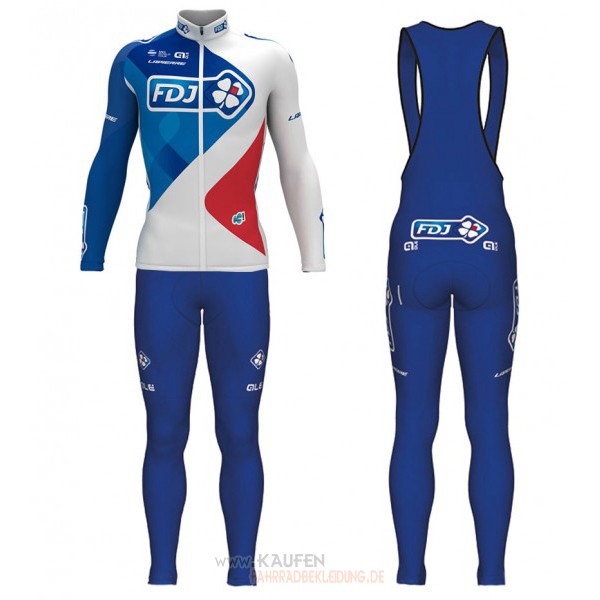 Fdj Langarmtrikot 2017 Und Lange Tragerhose Blau Und Wei