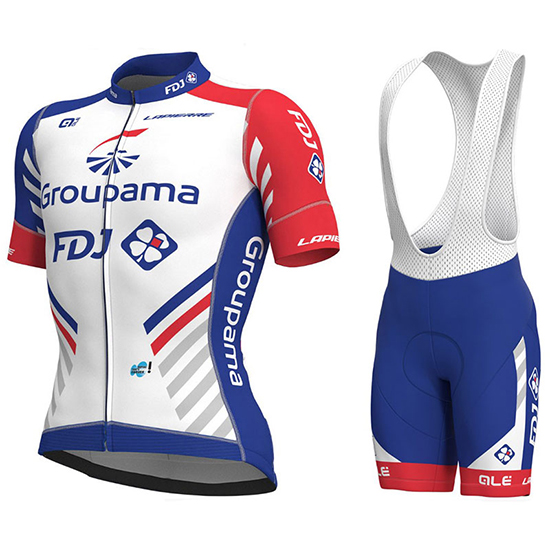 Groupama FDJ Prs Kurzarmtrikot 2018 und Kurze Tragerhose Wei Und blau