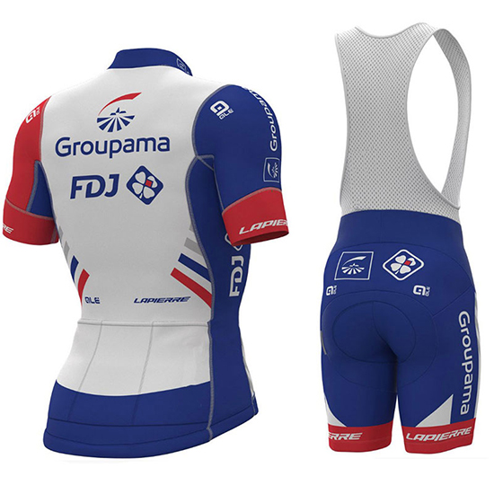 Groupama FDJ Prs Kurzarmtrikot 2018 und Kurze Tragerhose Wei Und blau