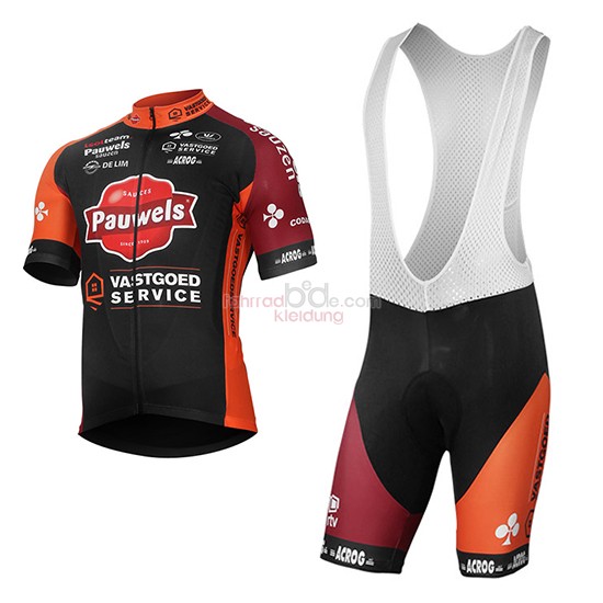 Pauwels Sauzen Vastgoedservice Kurzarmtrikot 2017 Und Kurze Tragerhose Shwarz Und Orange