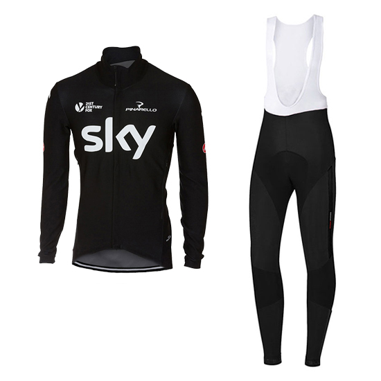 Sky Langarmtrikot 2017 und Lange Tragerhose dunkel shwarz