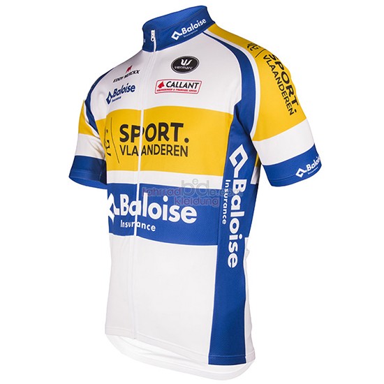 Sport Vlaanderen Baloise Kurzarmtrikot 2016 Und Kurze Tragerhose Weiu Und Gelb 