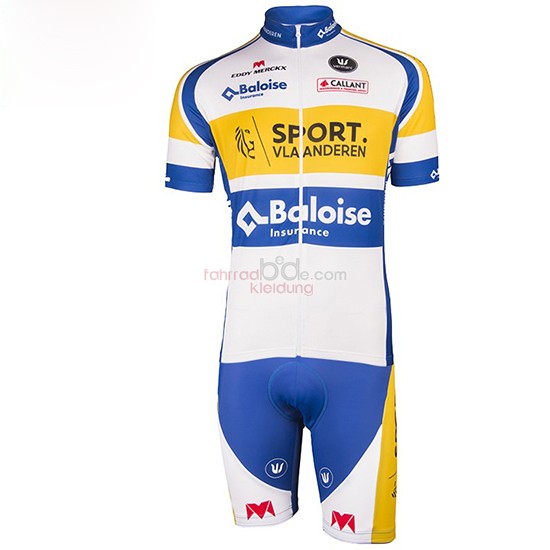 Sport Vlaanderen Baloise Kurzarmtrikot 2016 Und Kurze Tragerhose Weiu Und Gelb 